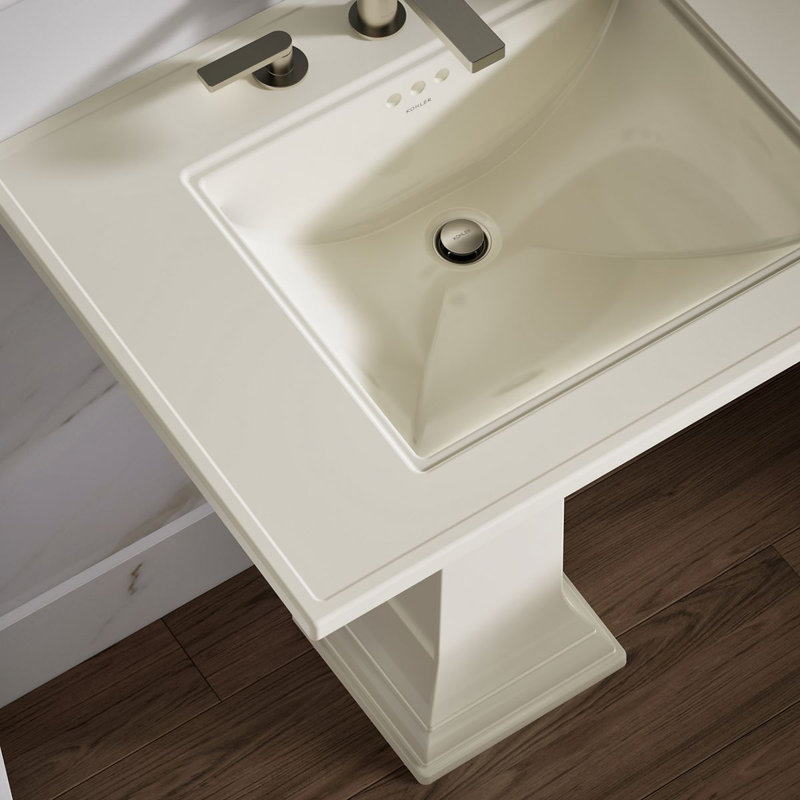 Memoirs® Stately 24" Pedestal Bathroom Sink with 4" Centerset Faucet Holes, Biscuit, 8" Centers