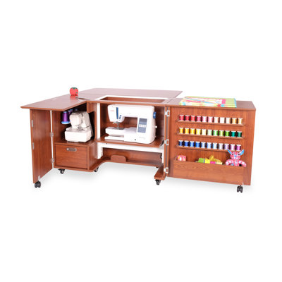 42.75'' x 19'' Foldable Sewing Table with Sewing Machine Platform and Wheels