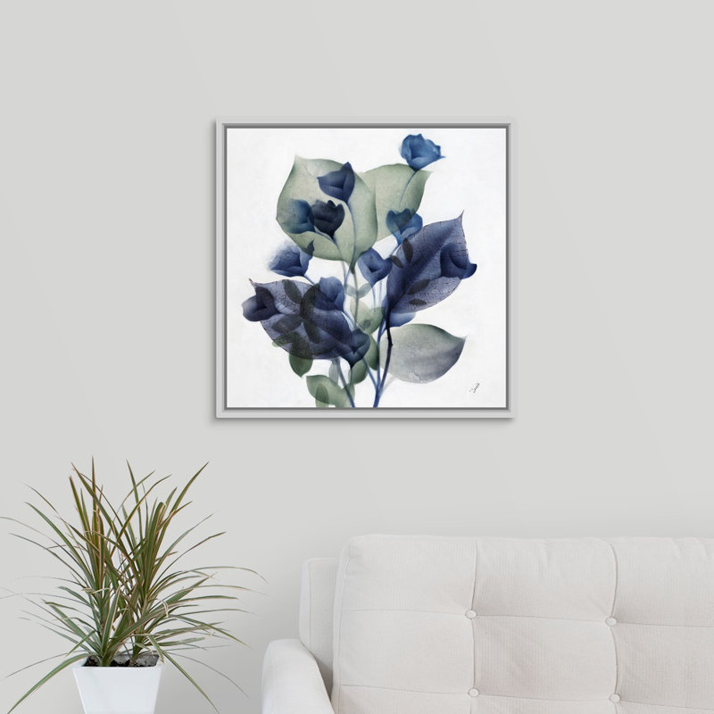 " Blue Bud II " by Jason Jarava Painting Print, 21.7" H x 21.7" W x 1.75" D, White Floater Frame