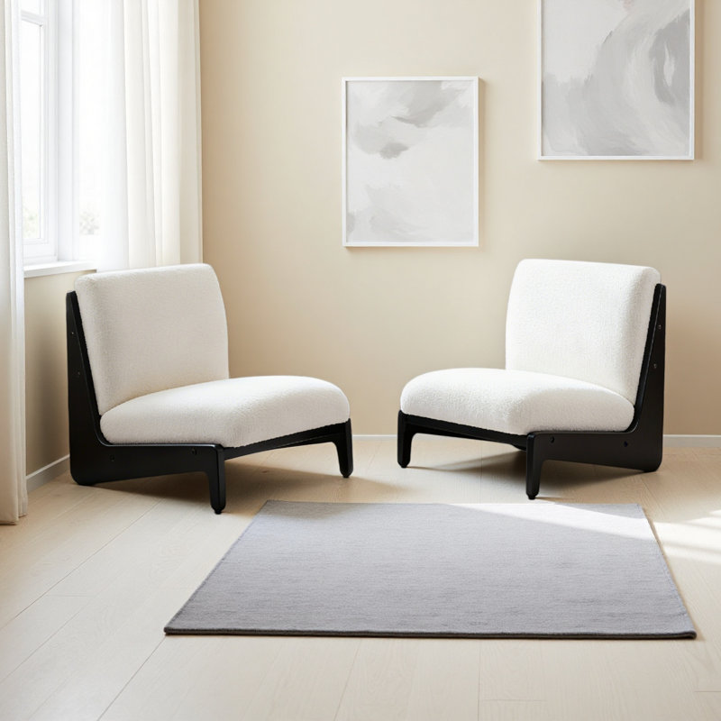 Chaise d'appoint avec structure en bois massif, Blanc, Noir