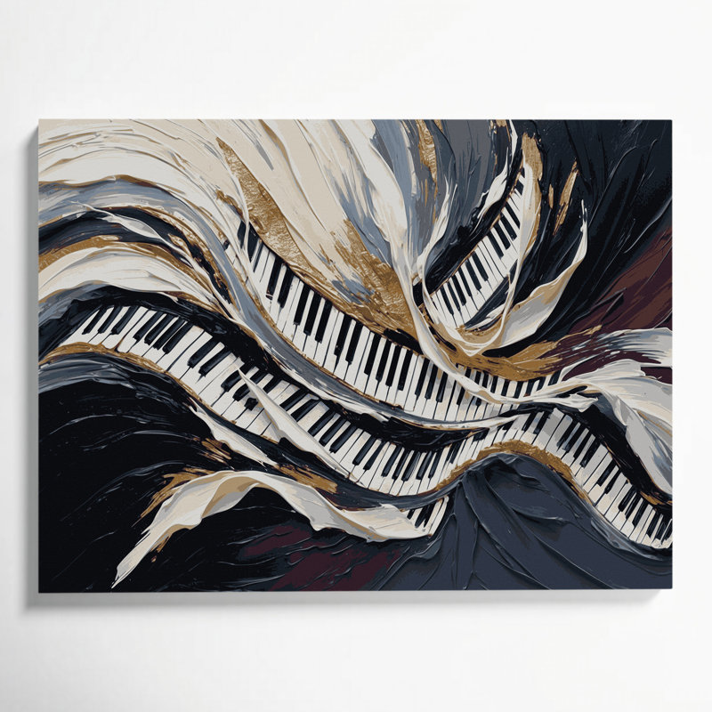 Art musical sur toile gris, H 12 po x l 18 po
