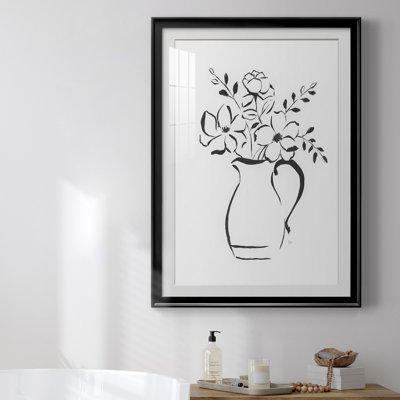 «Sketchy Bouquet II», reproduction encadrée de qualité supérieure - prête à être accrochée