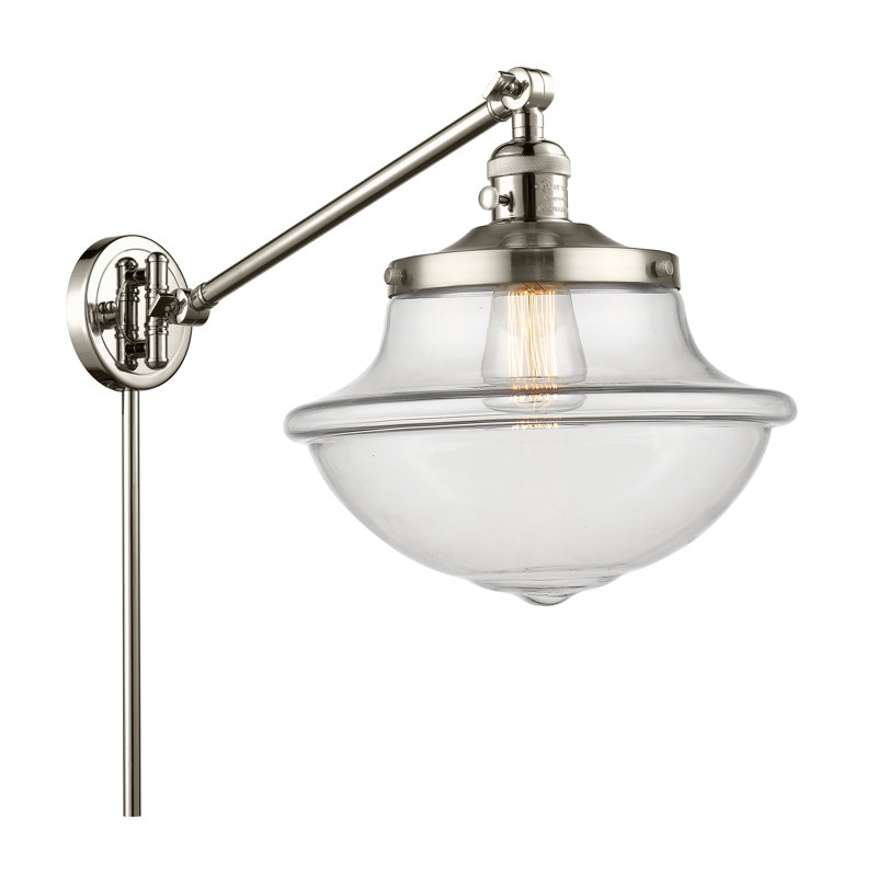 Theresa Plug-in Swing Arm Sconce, 3.5 Watt Vintage LED Bulb, Clear, Polished Nickel