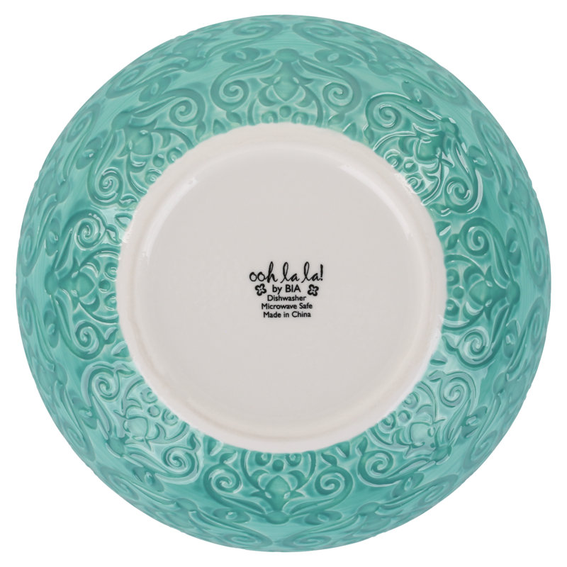 Turquoise Ceramic Soup and Dessert Bowls Set of 4