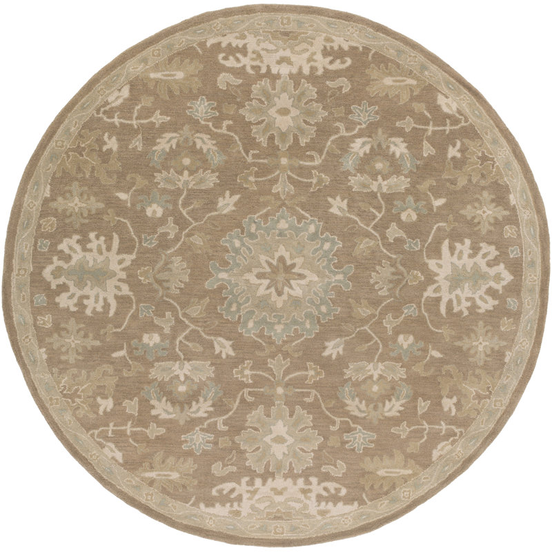 Gurusharan Oriental Hand-Tufted Wool Taupe/Beige/Brown Area Rug, Round 6'