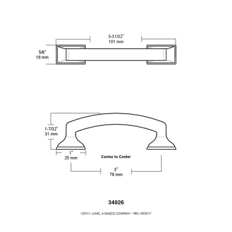 5 1/16" Center to Center Arch Pull, Satin Nickel