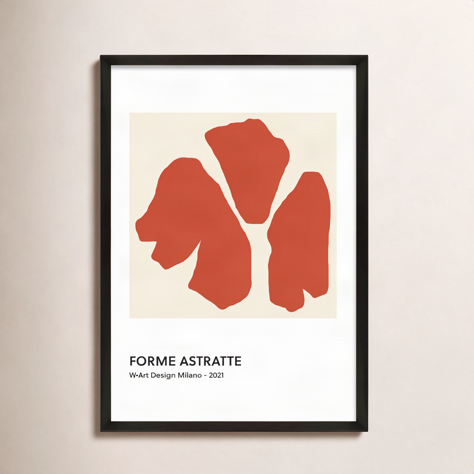 Desma "Forme Astratte Red" Print, 50" H x 35" W x 1.25" D, Black Framed Paper