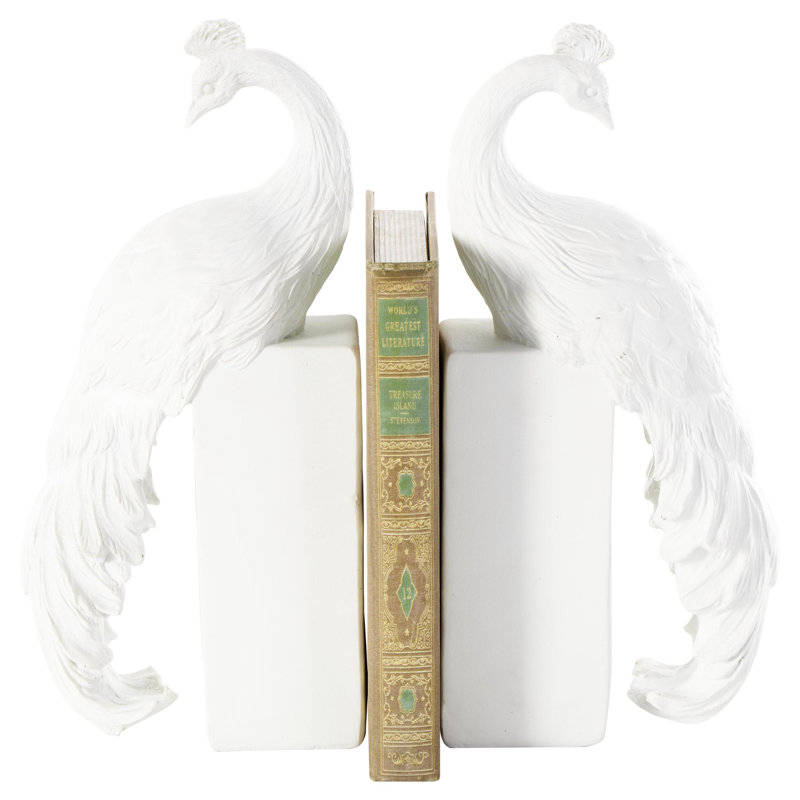 Serre-livres en résine et paon Cole