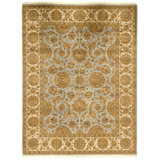 Hand Knotted Wool Oriental Area Rug in Light Blue And Ivory