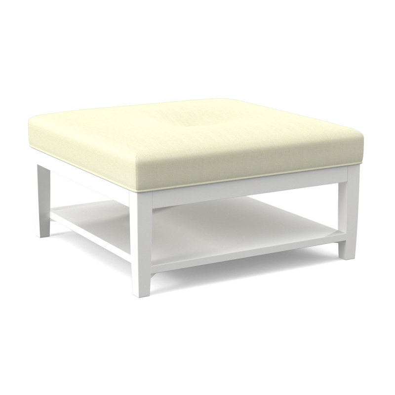 Hammond Square Ottoman, Frost White Finish, White Performance Fabric; 0851-94