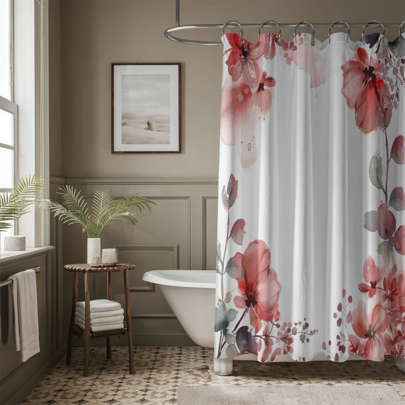 Rideau de douche 1 pièce Gentle Flower Designs, H 74 po x l 71 po