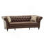 FX-P31-PUBR (SOFA PU-35-1017) Canapé Chesterfield en cuir brun cognac 88,5 po à capitonnage à 3 boutons avec accoudoirs roulés