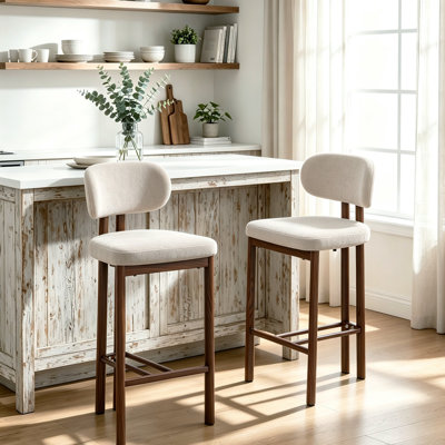Upholstered Bar Stool with Iron Frame
