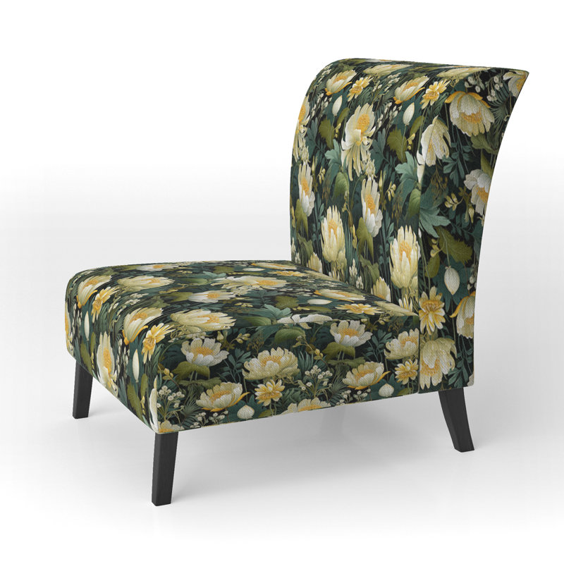Fauteuil de chambre Botanical Green and Yellow Poppies Garden - Velours