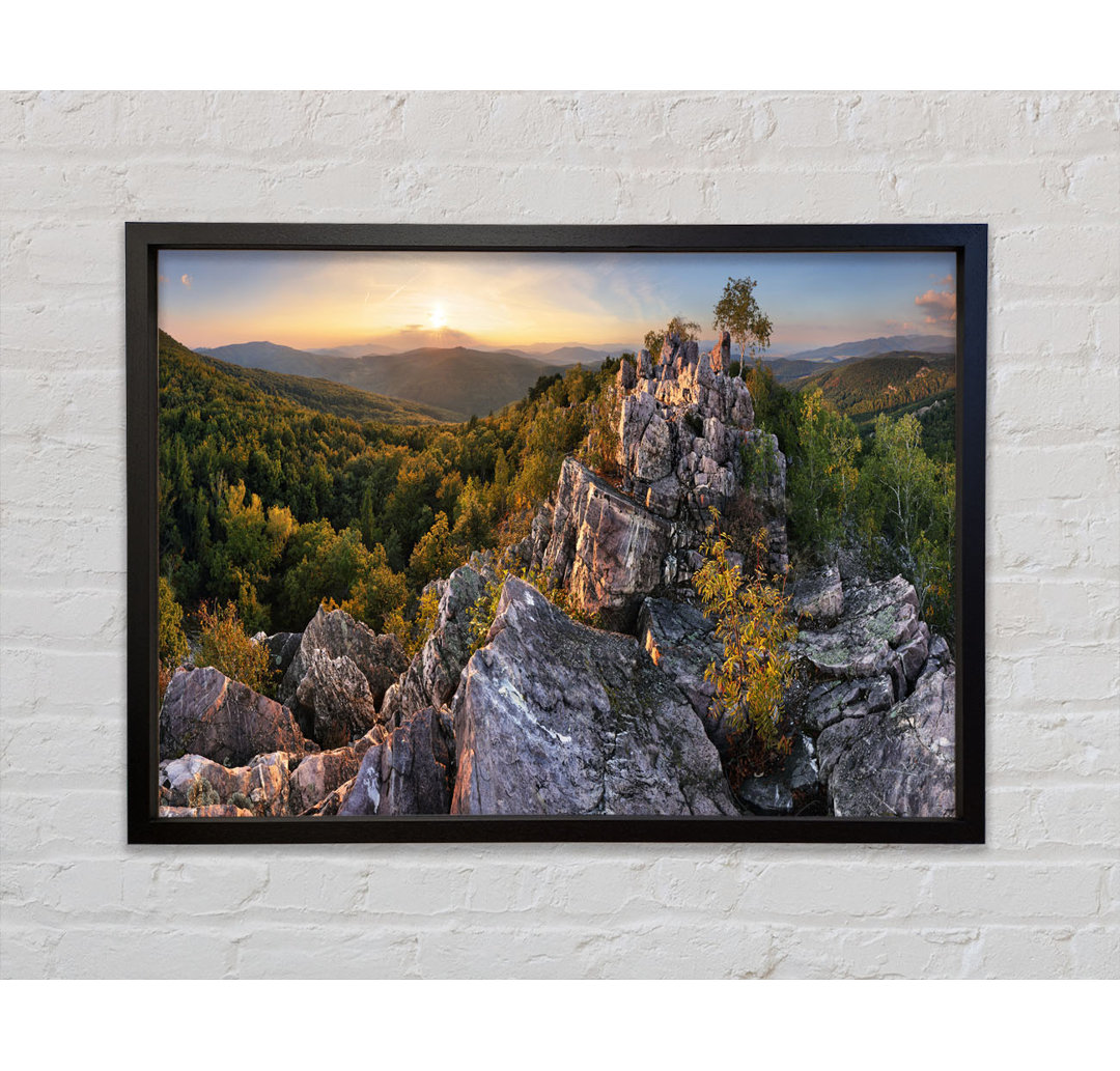 Rocky Forest Mountain - Bilderrahmen Kunstdrucke auf Leinwand