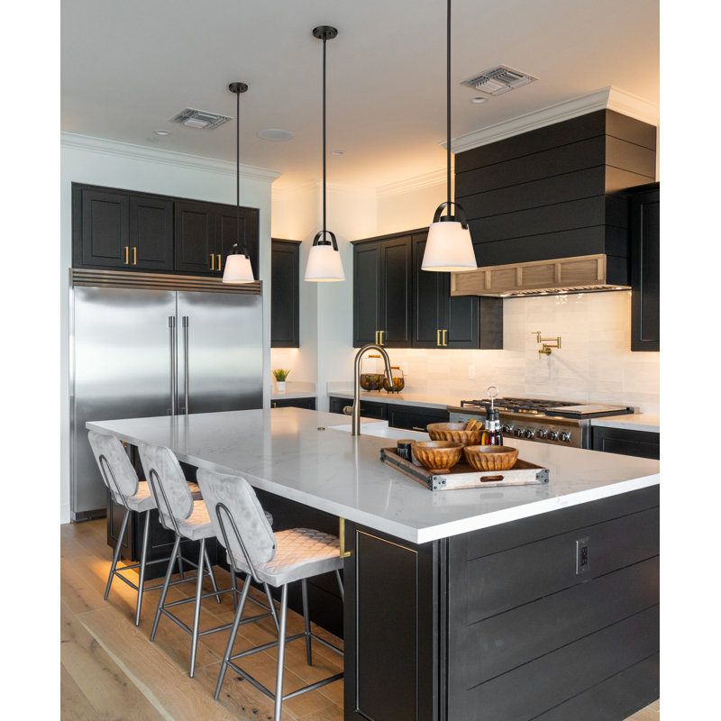 1 - Light Shaded Pendant, Matte Black, 90.5" H x 8" W x 8" D