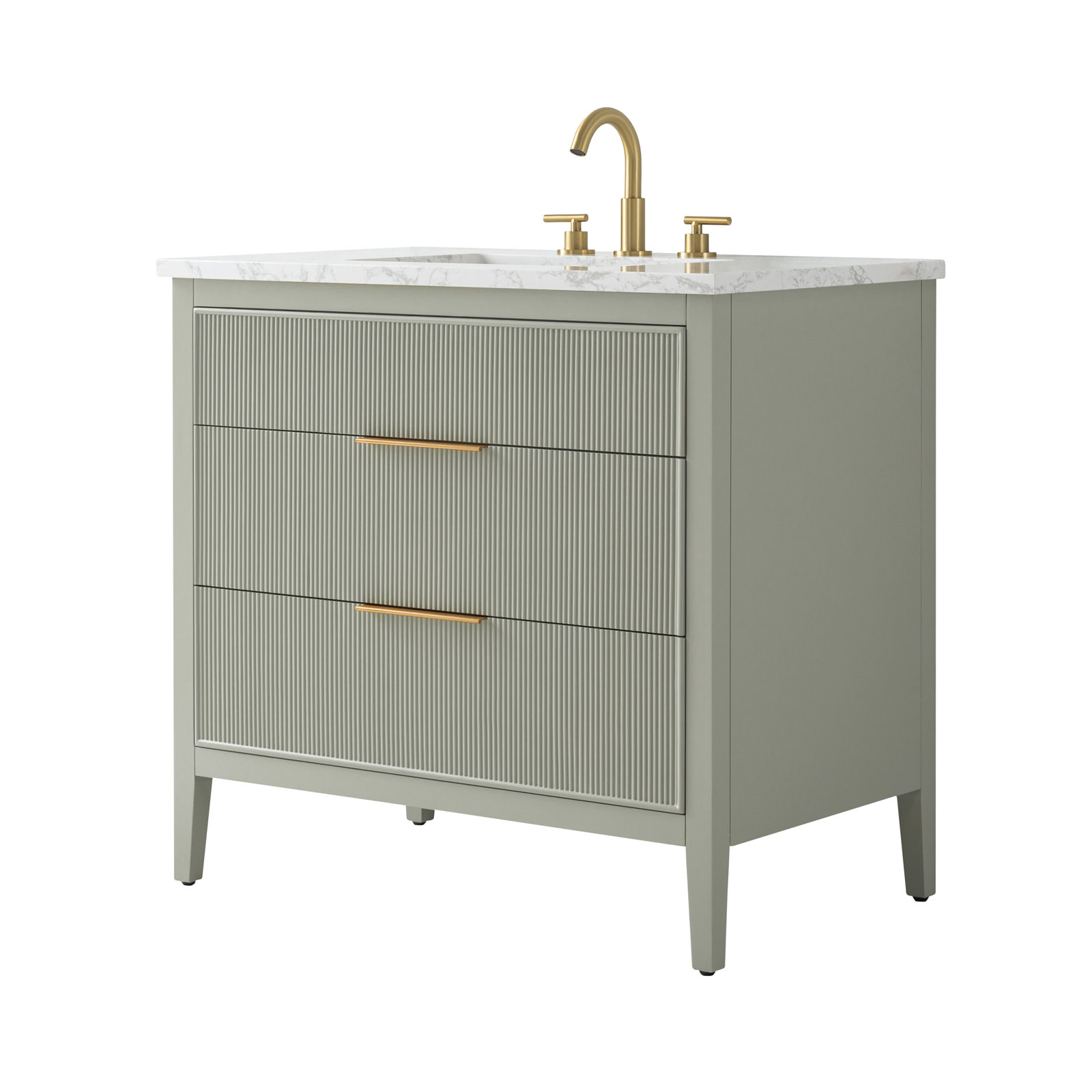 Bilroy 36" Oak Single Bathroom Vanity, Light Sage