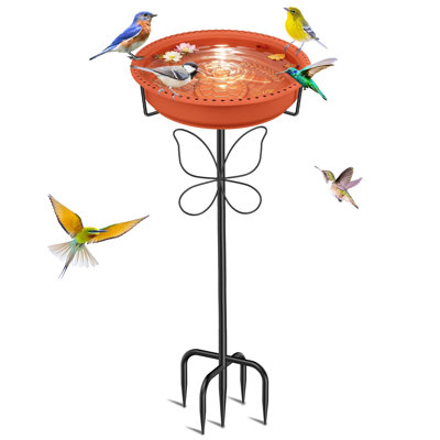Bird Bath,37In Freestanding Rust-Proof Birdbaths & Birdfeeder,(Brown)