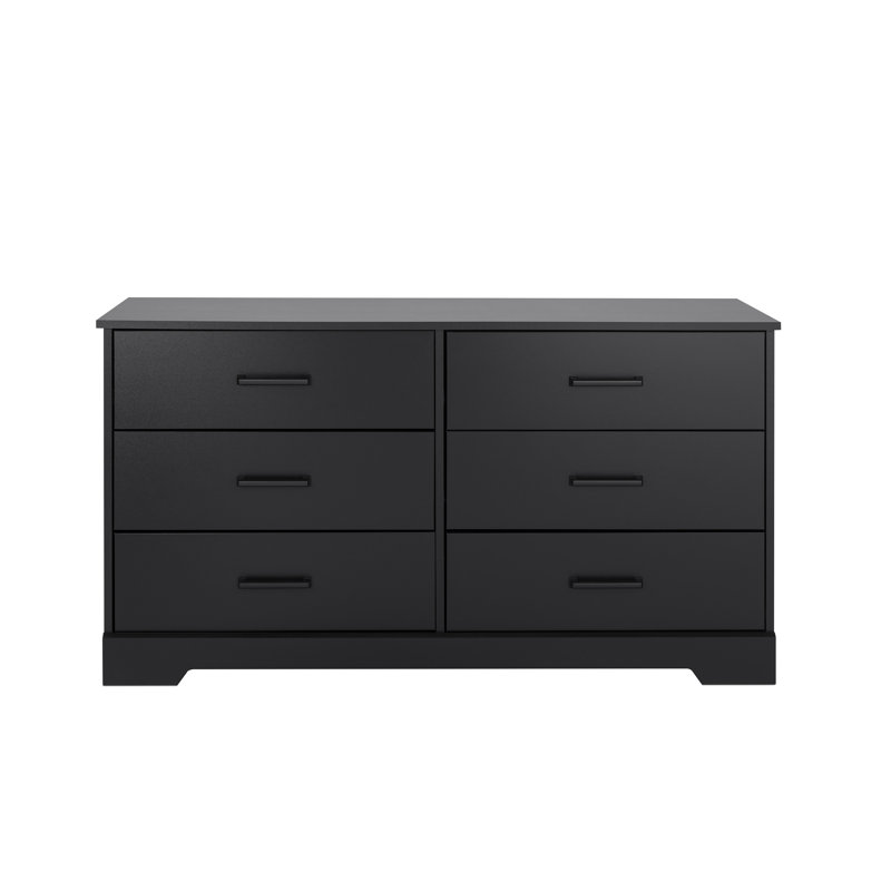 Commode double 6 tiroirs l 53,25 po Yazeed, Noir, noir, noir, noir
