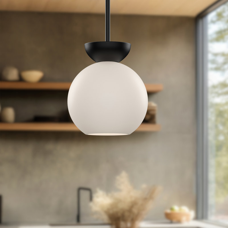 Arcadia 1 - Light Pendant, Black/Opal Glass