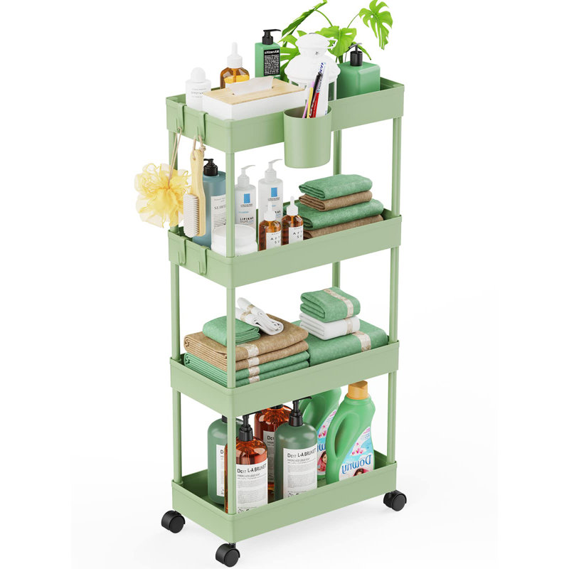 Chariot de rangement à 4 niveaux, Vert haricot clair