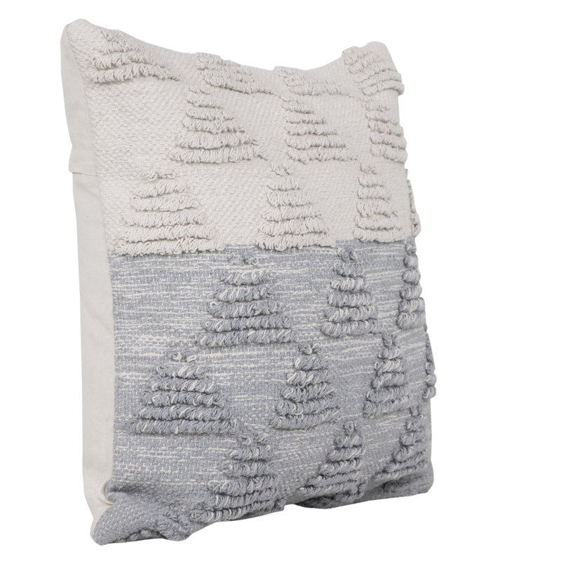 Ox Bay 20'' Gray and Off-White Geometric Cotton Throw Pillow