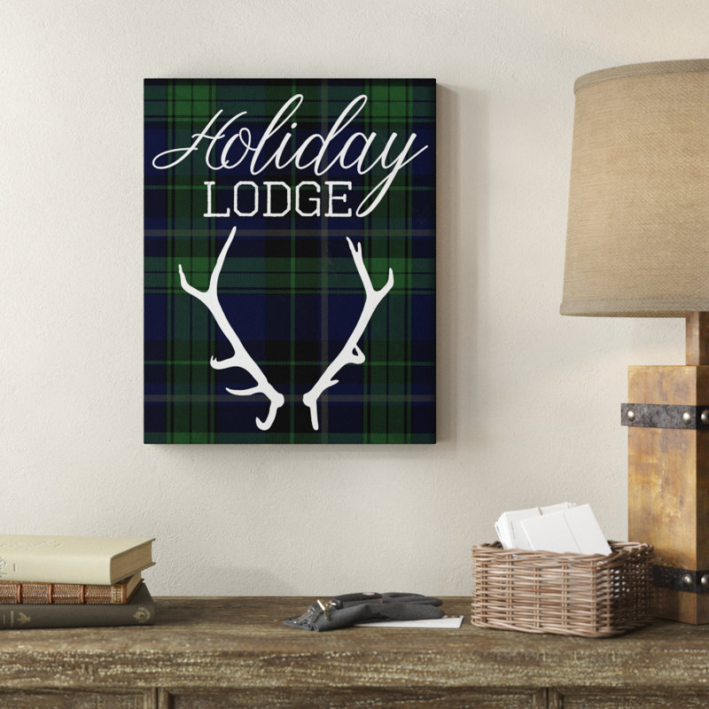 «Holiday Lodge Christmas Antler» par Daphne Polselli, reproduction d'art textuel sur toile, H 14 po x l 11 po x P 1,5 po