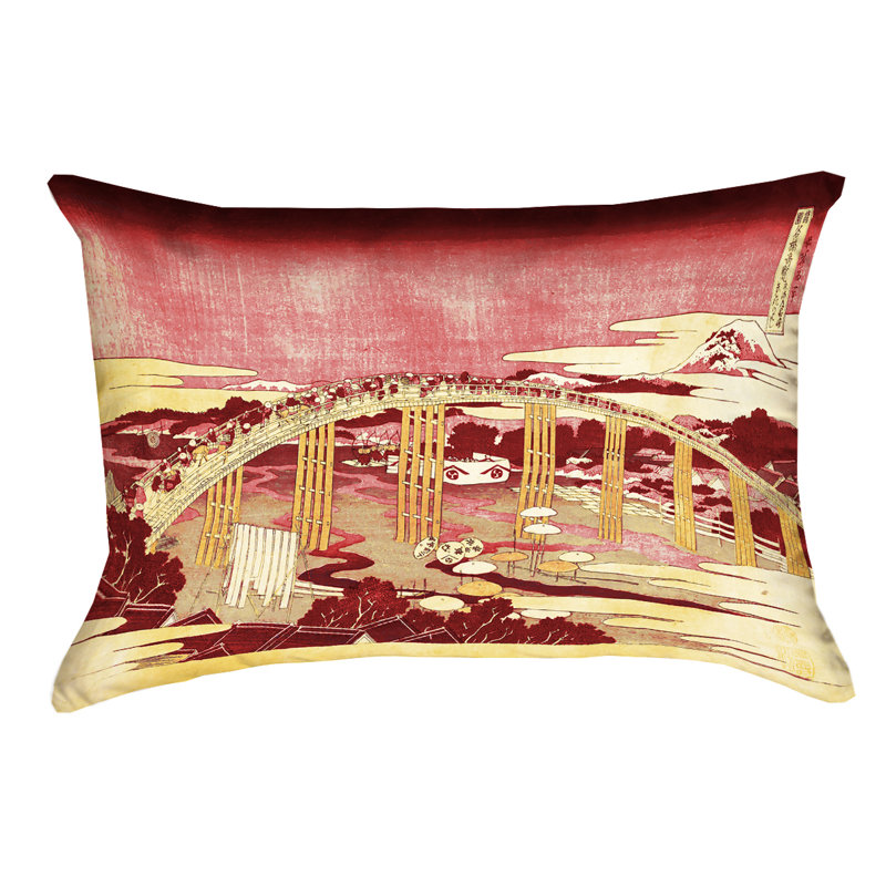 Coussin lombaire imperméable Katsushika Hokusai, Rouge / Orange
