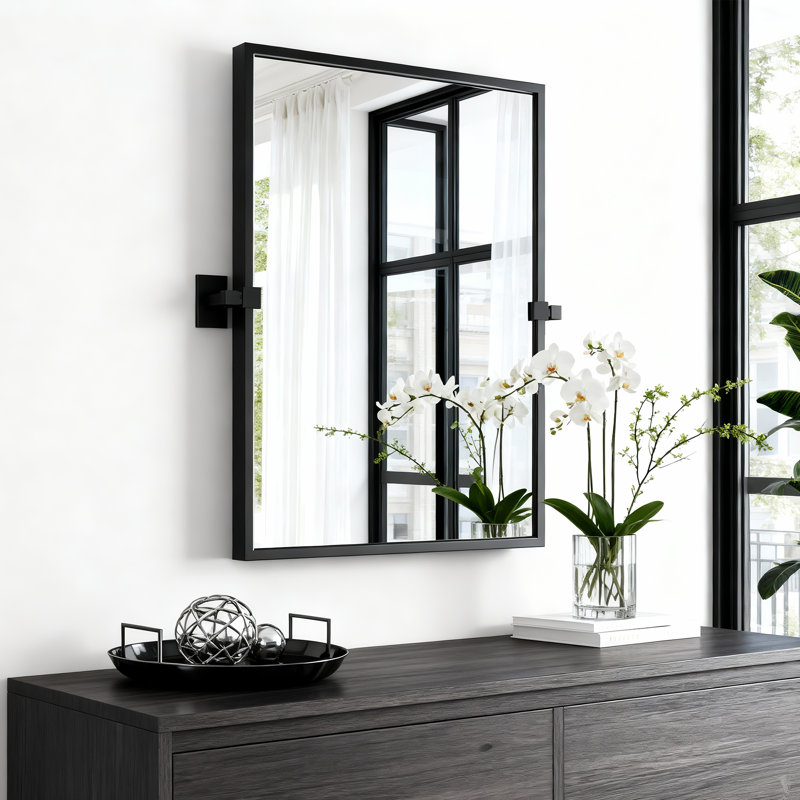Miroir de salle de bain inclinable avec cadre en alliage d'aluminium, miroir pivotant, miroir de meuble-lavabo mural réglable