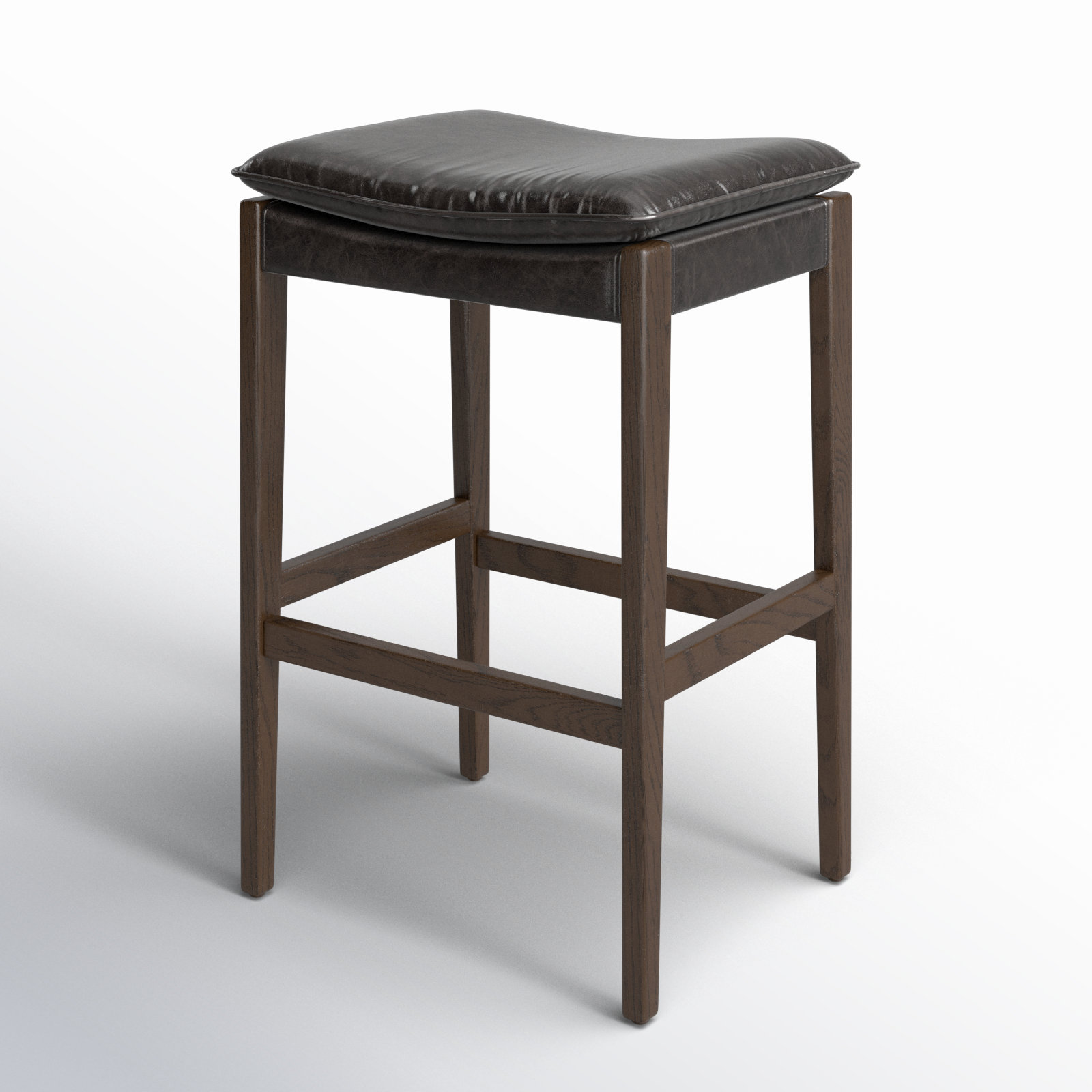 Caricia Bar Stool, Bar Stool (30.71" Seat Height), Genuine Leather Sonoma Black