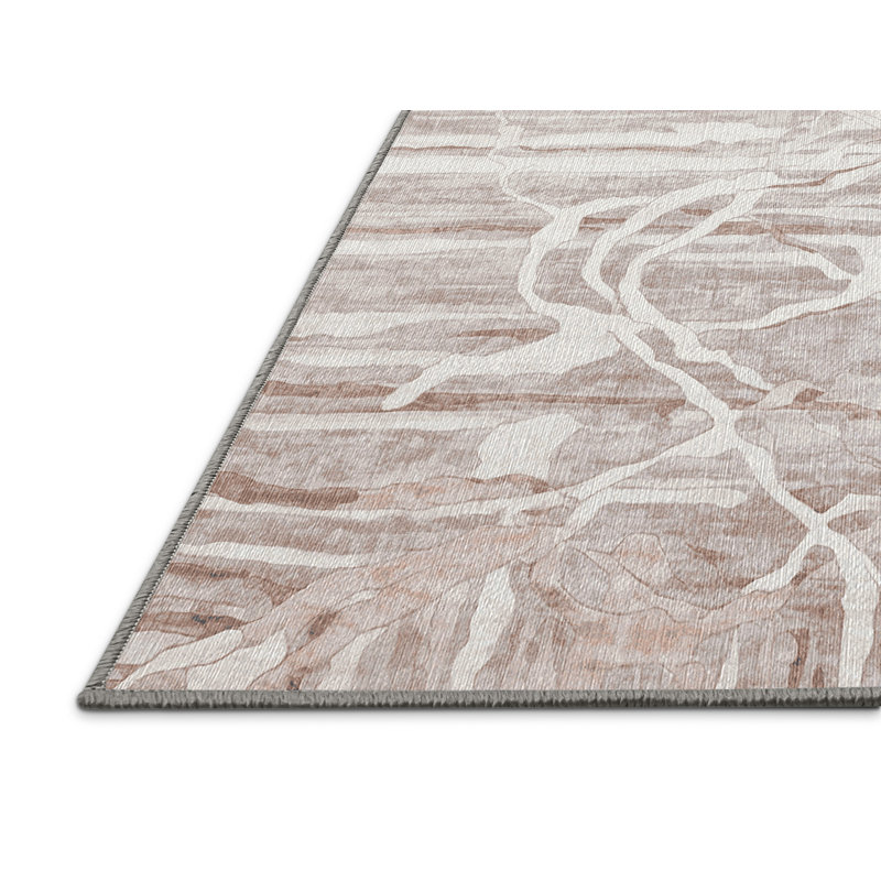 Machine Washable Gray Area Rug, Square 3'