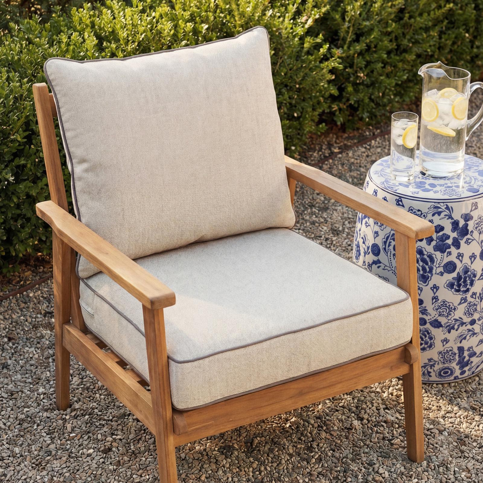 Indoor/Outdoor Sunbrella Seat/Back Cushion, 5" H x 23" W x 25" D, Sunbrella - Canvas Taupe