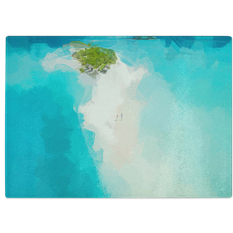 Tempered Glass Alifu Atoll Beach Maldives Chopping Board, 39 cm W x 28.5 cm L