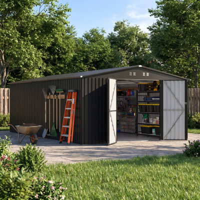 12 ft. W x 18 ft. D Outdoor Metal Storage Shed with Double Doors