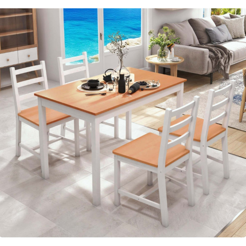 Ensemble de table de salle à manger, table et chaises de cuisine moderne, ensemble de salle à manger en bois massif