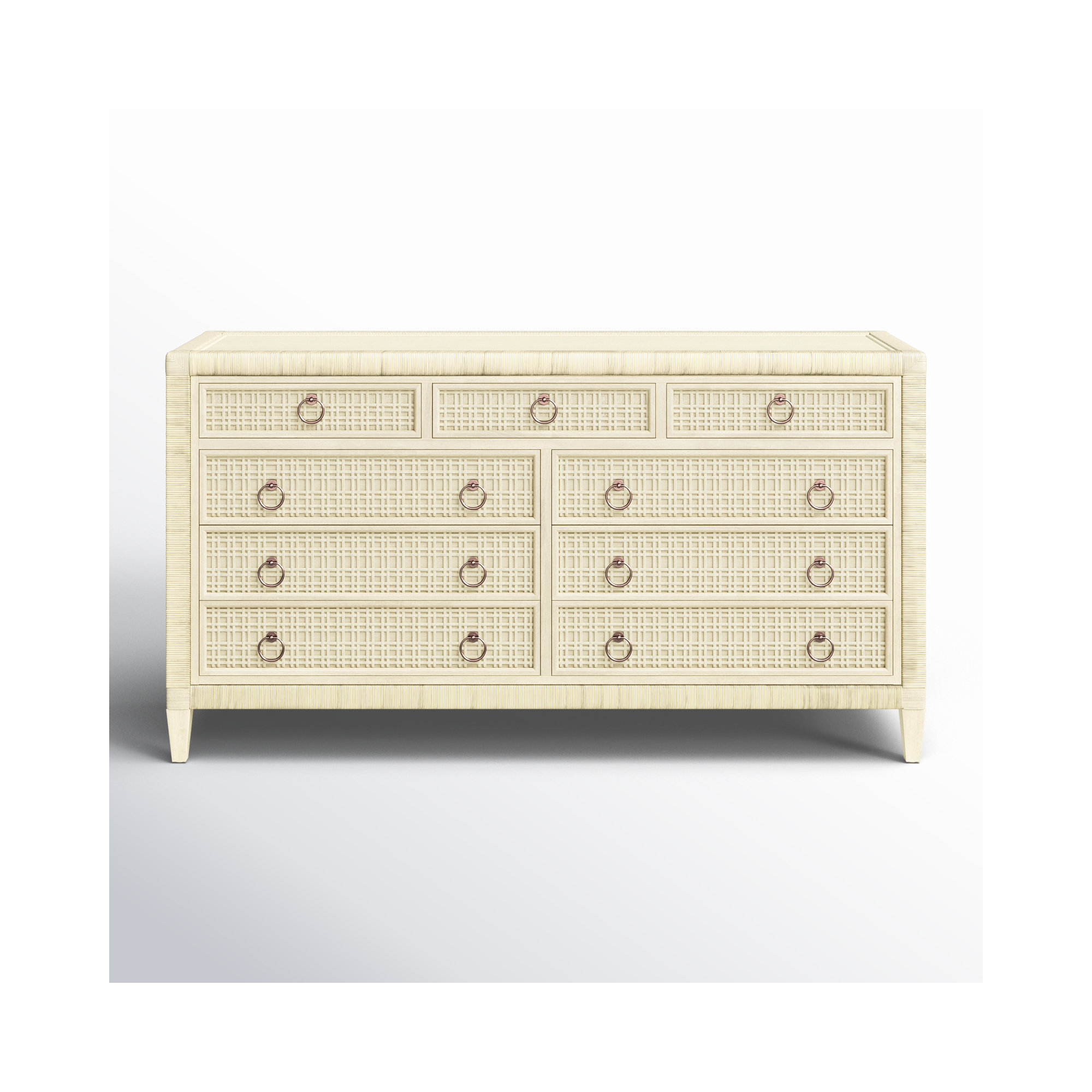 Monterey 9 Drawer 64'' W Dresser, Bisque, No, Satin Nickel