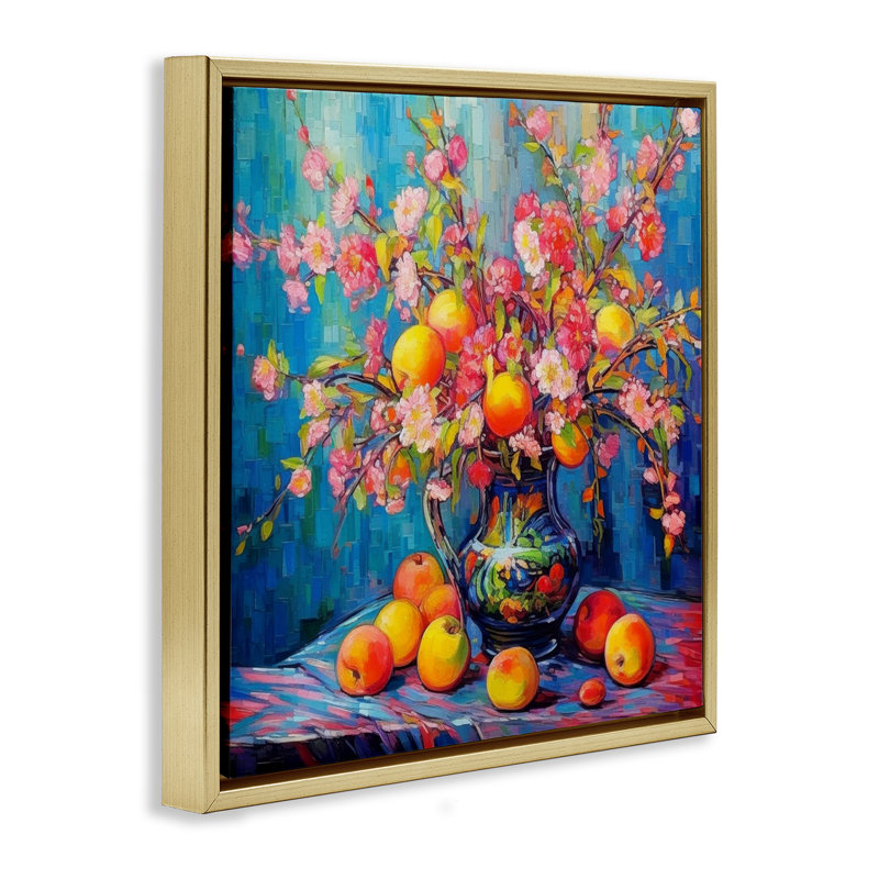  "Peach & Florals Bouquet", art mural sur toile flottante par LSR Design Studio, H 25 po x l 25 po