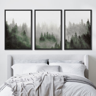 "Misty Forest Landscape" Moody Green Pine Tree