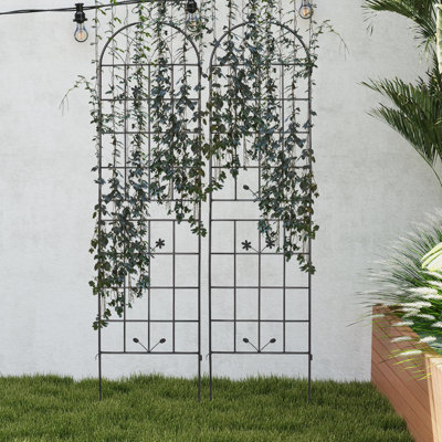 2-pack Metal Garden Trellis For Climbing Plants Indoor & Outdoor Plant Support For Vines, Flowers, Vegetables, And Potted Plants Lawn, Garden, And Fence Decor