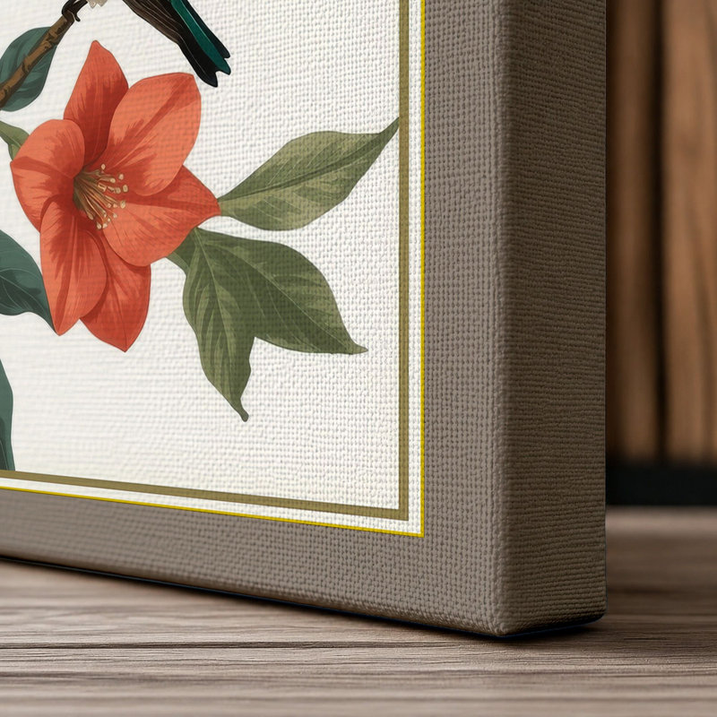 Coral Botanica Botanical 1 Piece Wrapped Canvas Wall Art, 24x16 - 61.0 x 40.6 cm, Taupe Border
