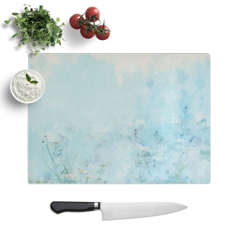 Tempered Glass Pretty Flowers Chopping Board, 39 cm W x 28.5 cm L