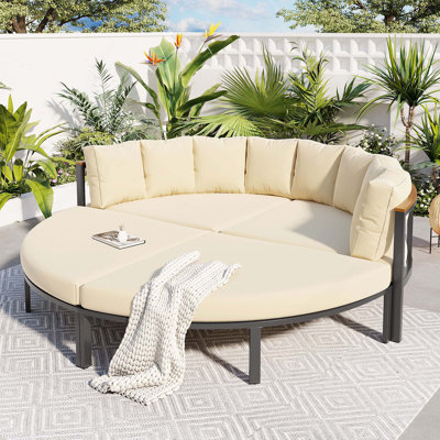 Canapé modulaire d'extérieur en métal avec coussins 4 pièces