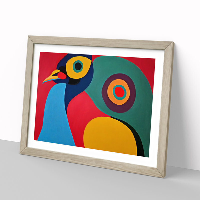 Abstract Peacock - Framed Print, 34cm H x 46cm W x 2cm D, Oak
