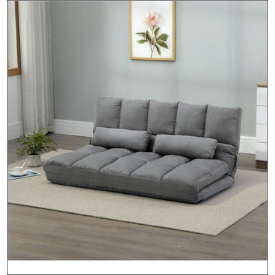 Convertible Floor Sofa Chair, Folding Couch Bed, Guest Chaise Lounge with 2 Pillows, Adjustable Backrest and Headrest, 51.25" L by Ebern Designs