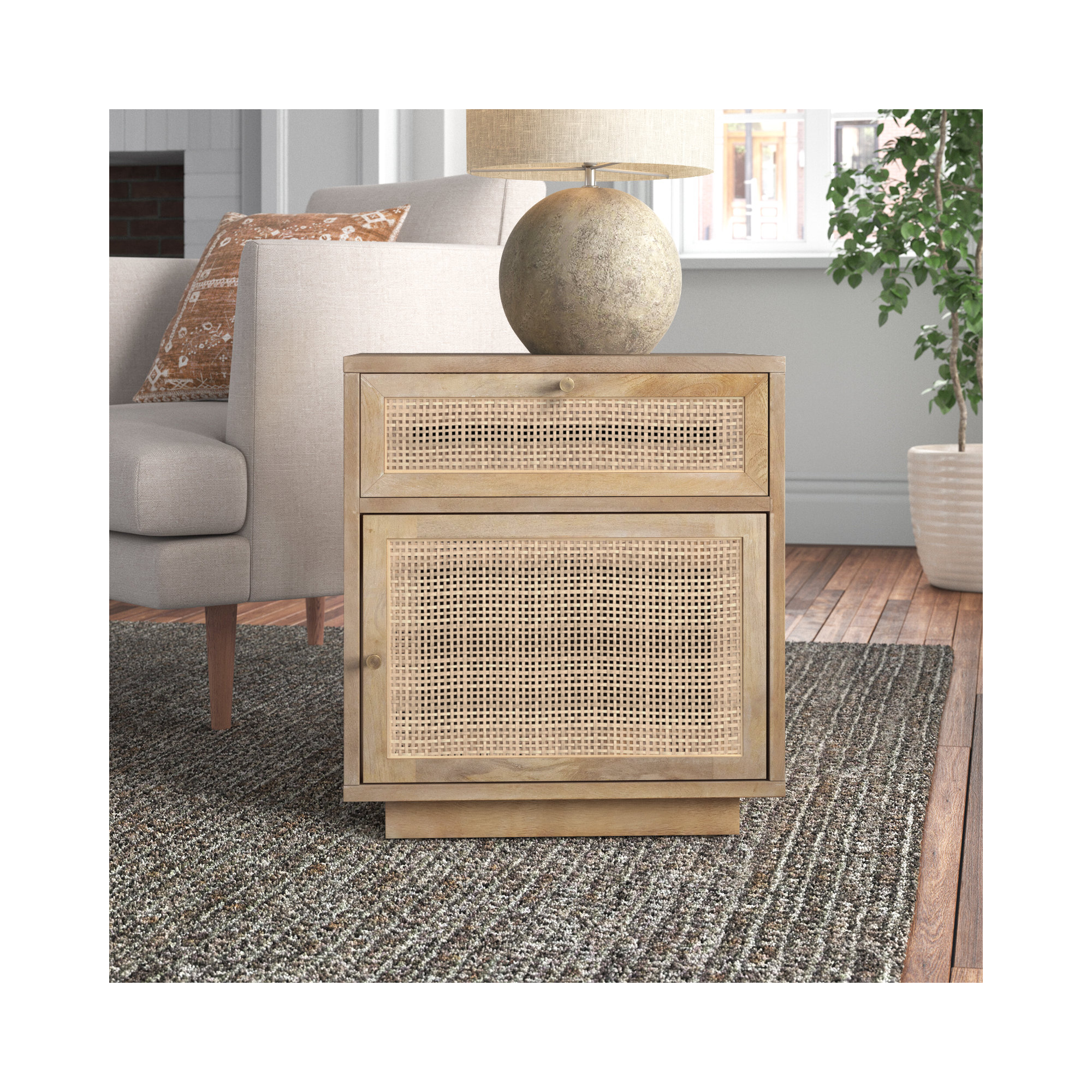 Cinna End Table With Storage, Light Brown
