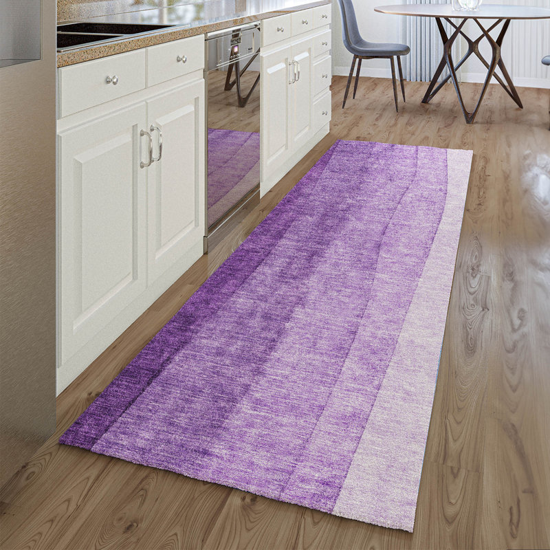 Premium Machine Washable Prisco Purple Rug, Runner 2'3" x 7'6"