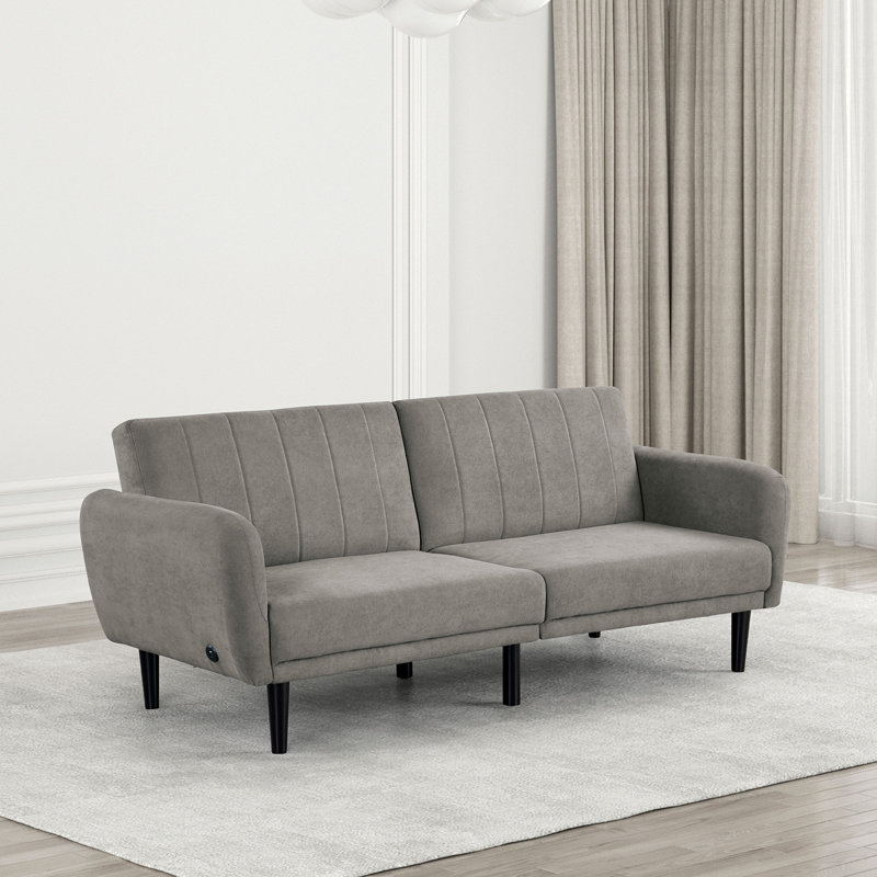 Canapé convertible Mulhald, Mélange de polyester gris