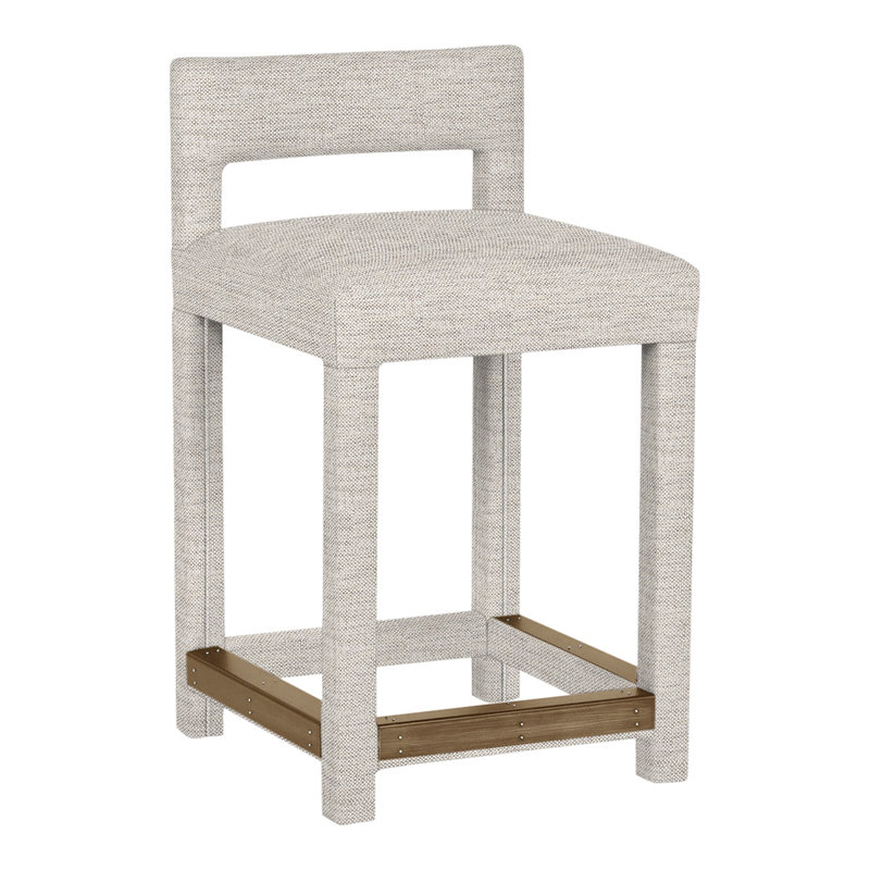 Utica By Thom Filicia Upholstered Counter Stool with Solid Wood Frame, Hampton, Impala lin
