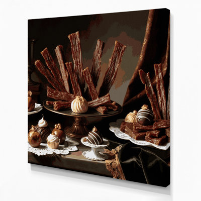 Desserts Beef jerky Black Canvas Wall Art