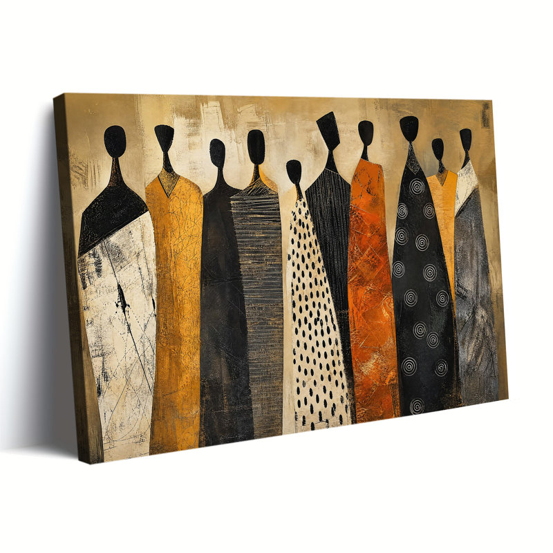 Impression sur toile, art mural abstrait, chiffres africain texturé, motif de tons terreux, décoration murale, 28x40in